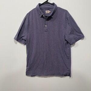 Faherty Brand Men's Striped‎ Polo Shirt Blue Pink Short Sleeve Casual Size L